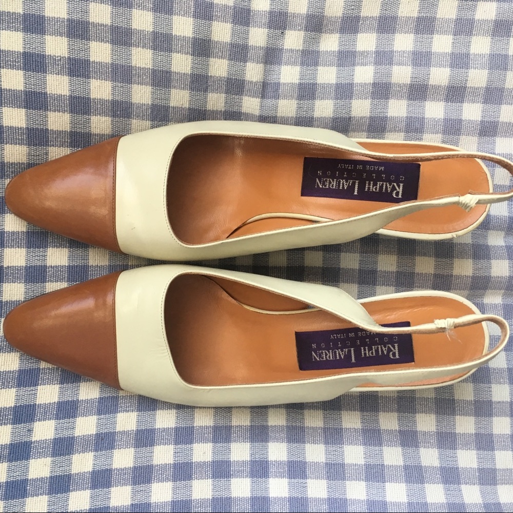 Vintage Ralph Lauren sling back kitten heels